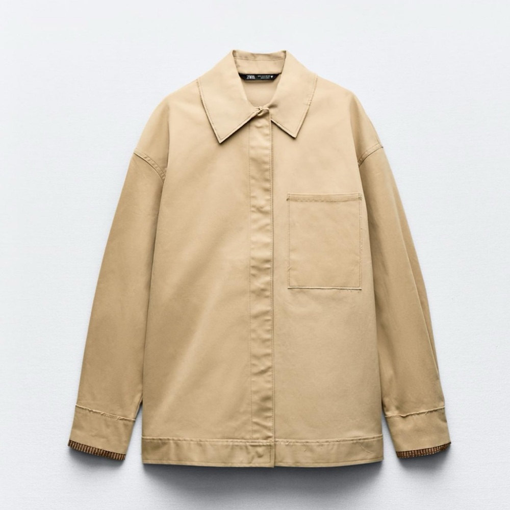 Zara STRIPED CUFF OVERSHIRT